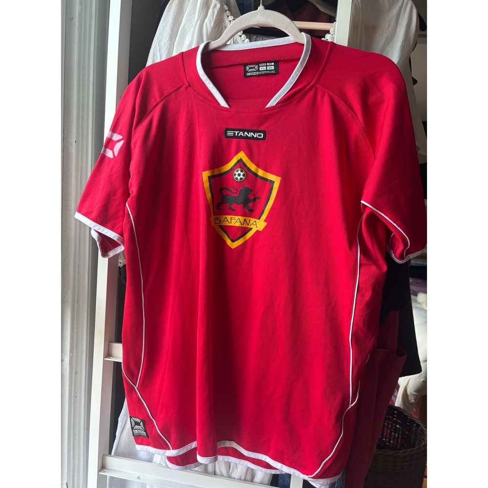 Stanno Bafana Soccer Jersey Mens M/L Red Short Sleeve Number 7‎ Lion Crest Shirt